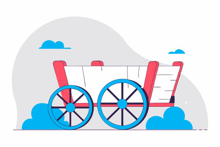 Horse with wooden empty cart vector on white backgroundのイラスト素材