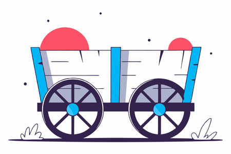 Horse with wooden empty cart vector on white background