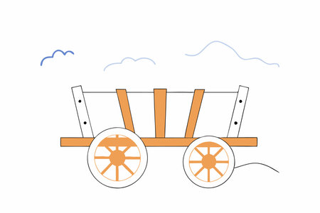 Horse with wooden empty cart vector on white backgroundのイラスト素材