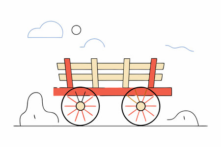 Horse with wooden empty cart vector on white backgroundのイラスト素材