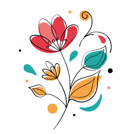Minimalist watercolor floral artのイラスト素材