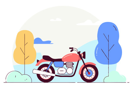 Summer background with motorcycle vector on white backgroundのイラスト素材