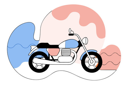Summer background with motorcycle vector on white backgroundのイラスト素材