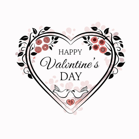 Valentines day lovely heart greeting card vectorのイラスト素材