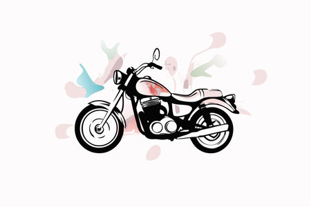 Watercolor background with motorcycle vectorのイラスト素材