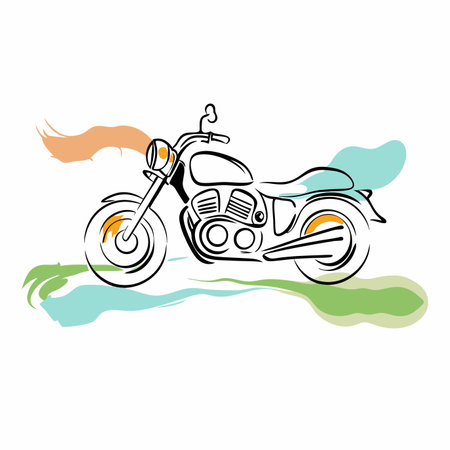 Watercolor background with motorcycle vectorのイラスト素材