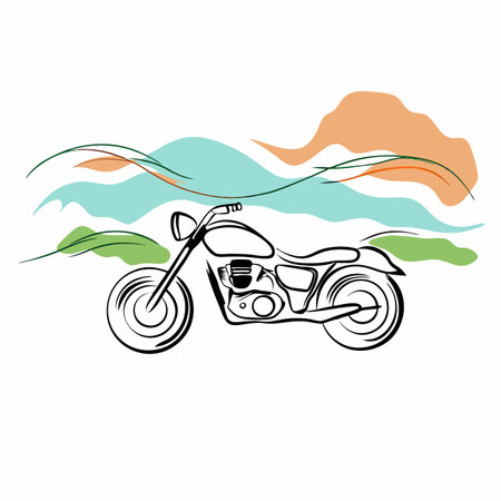 Watercolor background with motorcycle vectorのイラスト素材