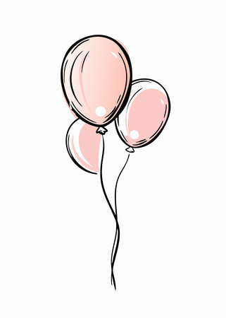 Watercolor balloons vector on white backgroundのイラスト素材