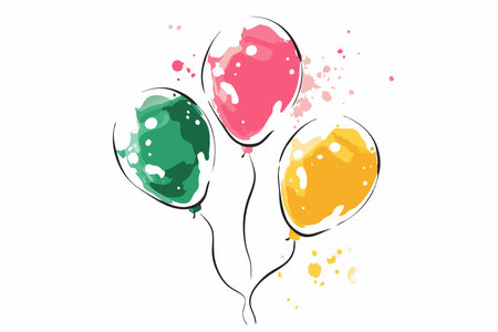 Watercolor balloons vector on white backgroundのイラスト素材