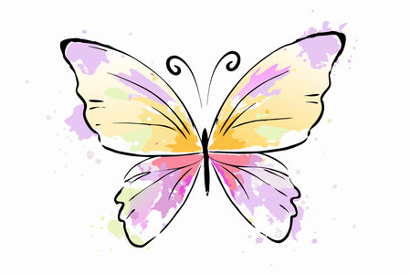 Watercolor butterfly on white backgroundのイラスト素材