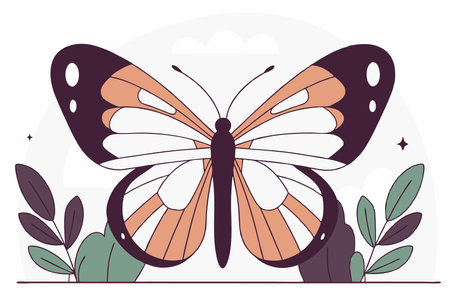 Watercolor butterfly on white backgroundのイラスト素材