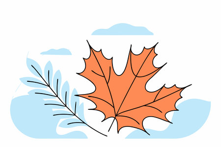 Autumn leaf watercolor on white backgroundのイラスト素材