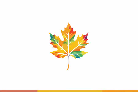 Autumn leaf watercolor on white backgroundのイラスト素材