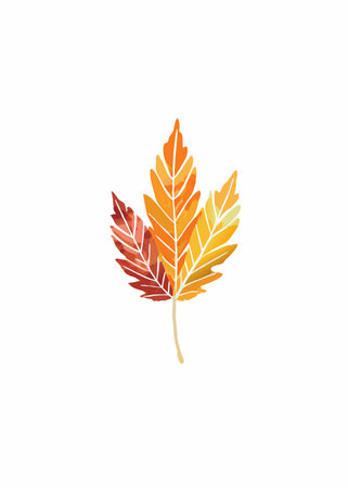 Autumn leaf watercolor on white backgroundのイラスト素材