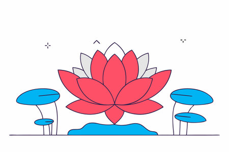 Lotus flower on white backgroundのイラスト素材