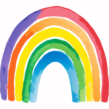 Rainbow watercolor on white backgroundのイラスト素材