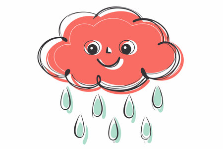 Watercolor cloud rain character for childrenのイラスト素材