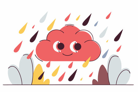 Watercolor cloud rain character for childrenのイラスト素材