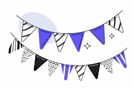 Watercolor garland of flags on white backgroundのイラスト素材