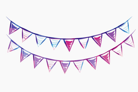 Watercolor garland of flags on white backgroundのイラスト素材