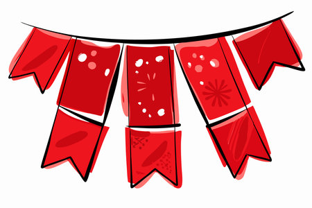 Watercolor garland of flags on white backgroundのイラスト素材