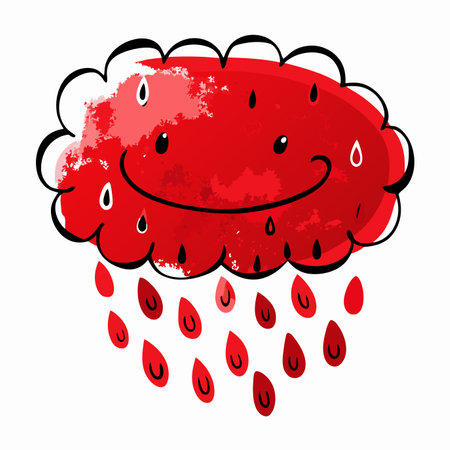 Watercolor cloud rain character for childrenのイラスト素材