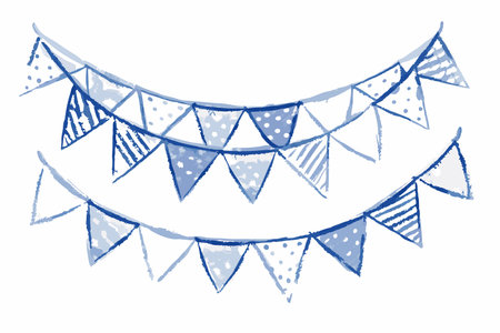 Watercolor garland of flags on white backgroundのイラスト素材