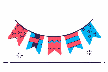 Watercolor garland of flags on white backgroundのイラスト素材