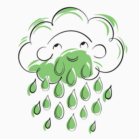 Watercolor cloud rain character for childrenのイラスト素材