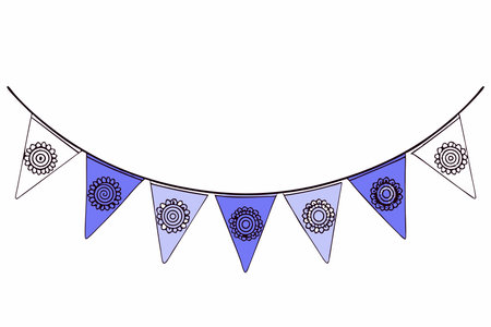 Watercolor garland of flags on white backgroundのイラスト素材