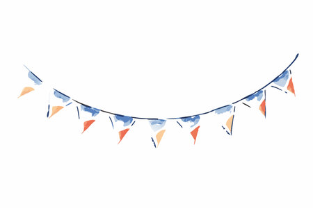 Watercolor garland of flags on white backgroundのイラスト素材