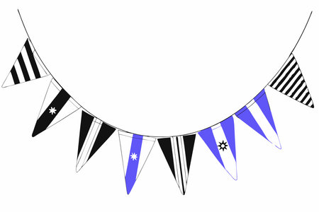 Watercolor garland of flags on white backgroundのイラスト素材