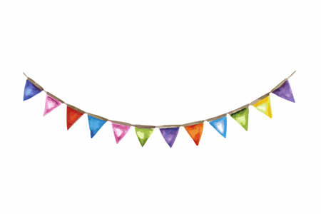 Watercolor garland of flags on white backgroundのイラスト素材