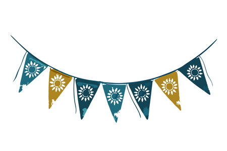 Watercolor garland of flags on white backgroundのイラスト素材