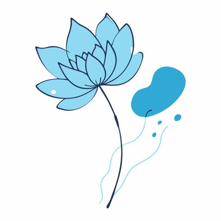 Watercolor Lotus flower and leaf on white backgroundのイラスト素材
