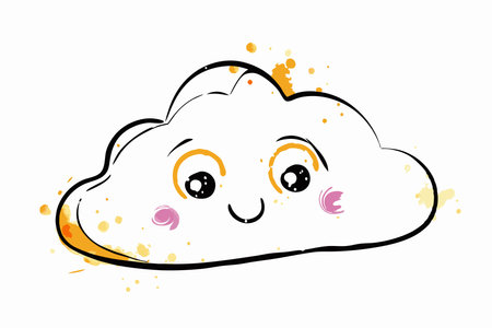 Watercolor cloud rain character for childrenのイラスト素材
