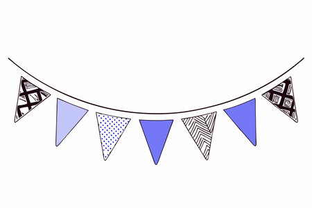 Watercolor garland of flags on white backgroundのイラスト素材