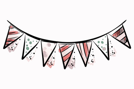 Watercolor garland of flags on white backgroundのイラスト素材