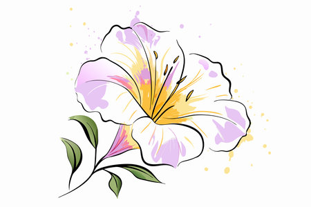 Watercolor wild flower on white backgroundのイラスト素材