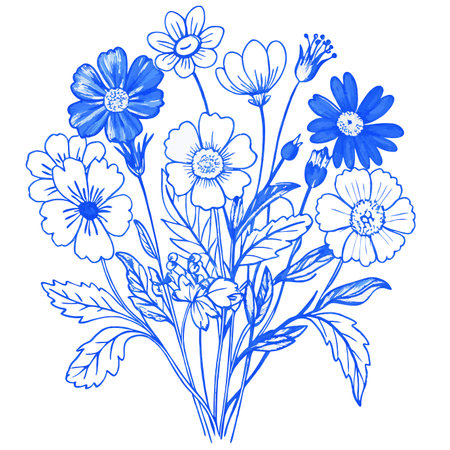 Wild flower vector art on white backgroundのイラスト素材