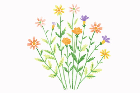 Wild flower vector art on white backgroundのイラスト素材