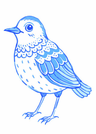 Cute Bird vector art on white backgroundのイラスト素材