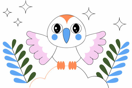 Cute Bird vector art on white backgroundのイラスト素材