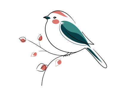 Cute Bird watercolor on white backgroundのイラスト素材