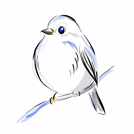 Cute Bird watercolor on white backgroundのイラスト素材