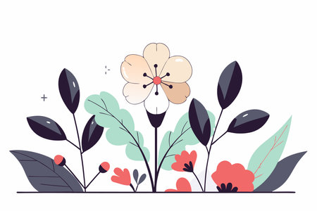 Wild flower vector art on white backgroundのイラスト素材