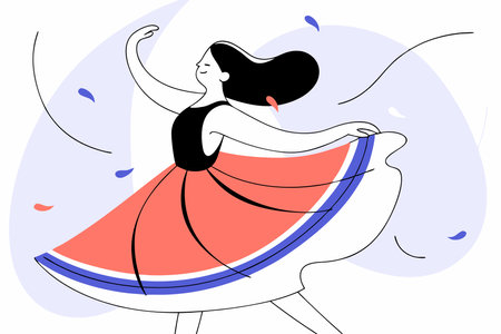Dancing girl illustration on whiteのイラスト素材