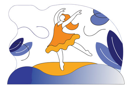 Dancing girl illustration on whiteのイラスト素材