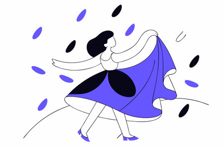 Dancing girl illustration on whiteのイラスト素材