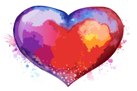 Watercolor heart on white backgroundのイラスト素材